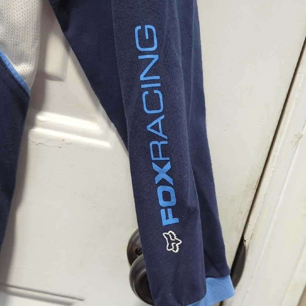 Fox Men's Long Sleeve Shirt - Navy and Light Blue - Picture 5 of 9
